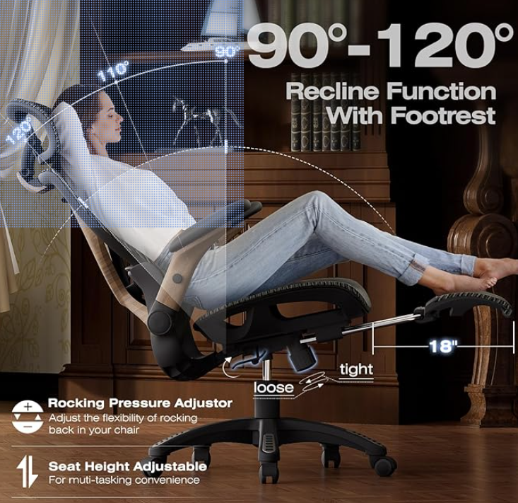 ELABEST X100 Ergonomic Office Chair with Footrest