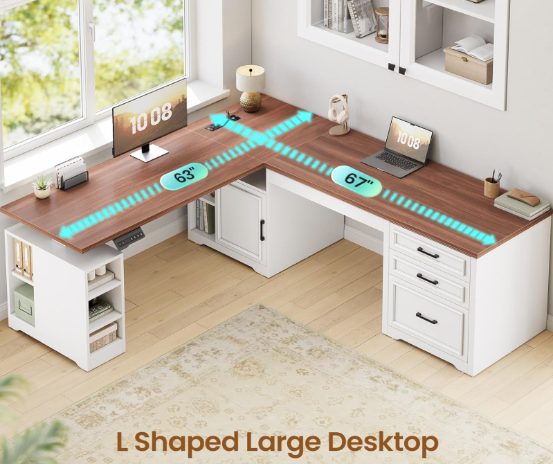 SEDETA Farmhouse L Shaped Electric Standing Desk